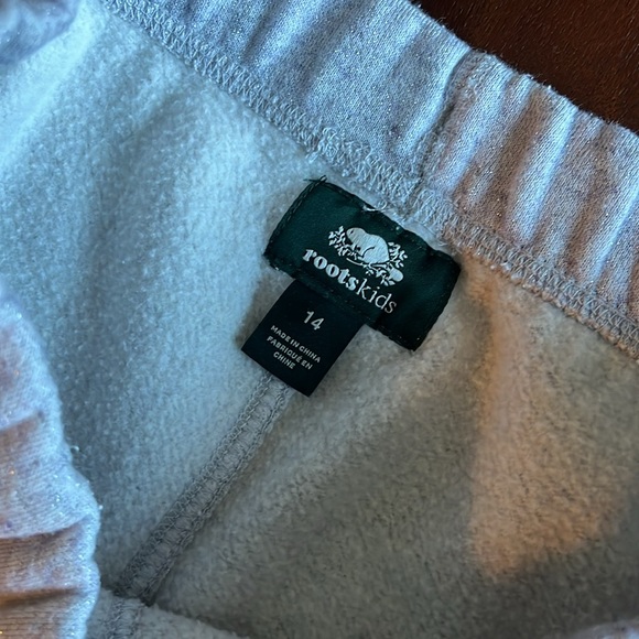 Girls Roots sparkly grey sweatpants size 14 - Picture 3 of 5